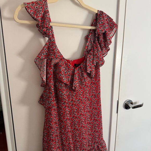 MARISSA WEBB Red Floral Ruffle Tiered Midi Dress - Picture 11 of 11
